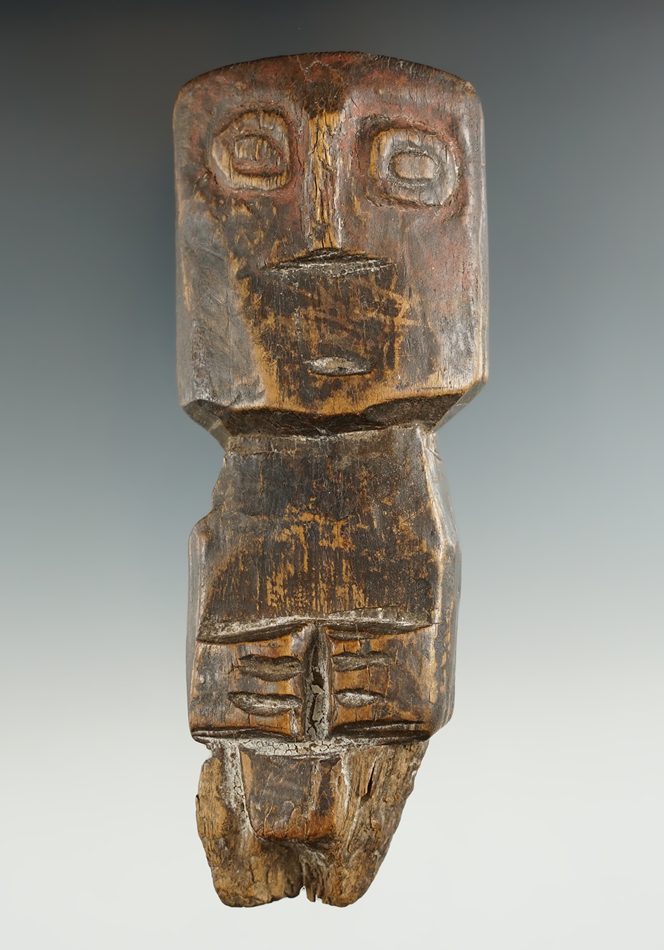 5 1/4" Very old Inuit wood carved figure with a very heavy patina.