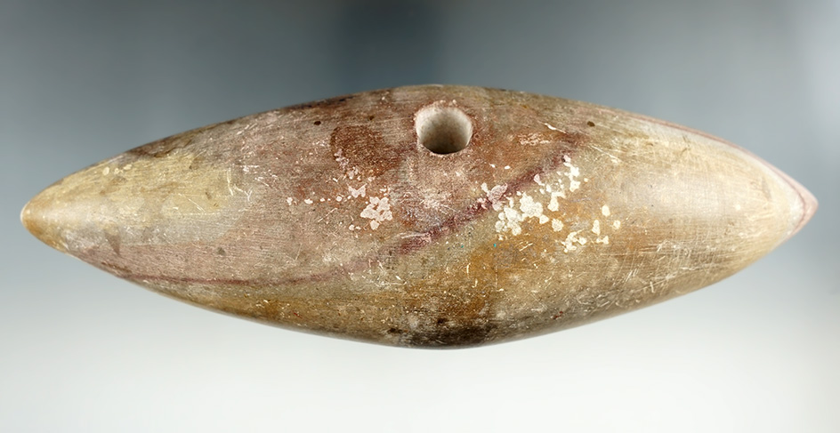 7" Plains style Biconical Clubhead made from Catlinite. Ex. Robert Blake collection. Jackson COA.