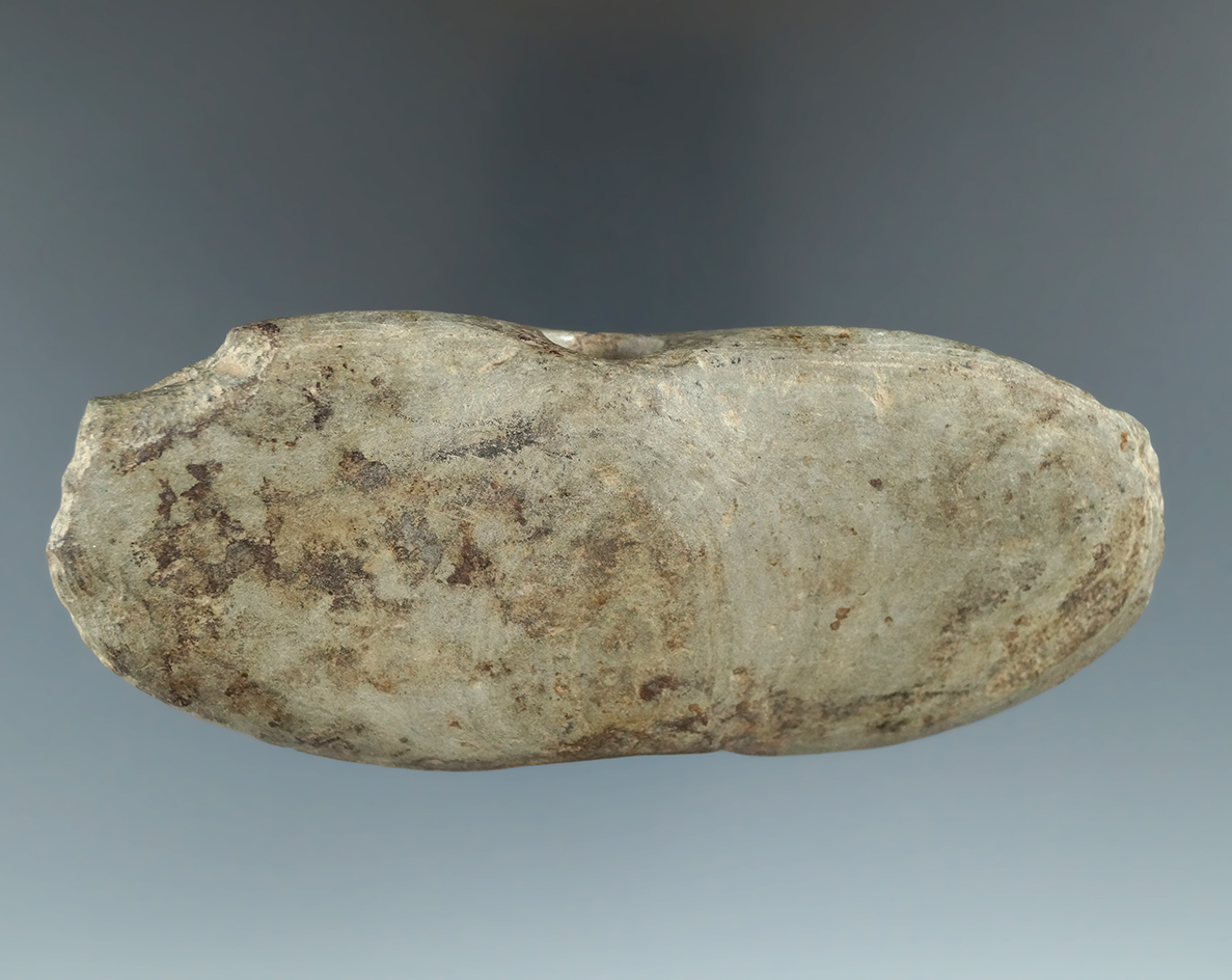 4 7/8" Green Banded Slate Wing Bannerstone found in Richland Co., Ohio. Ex. Gary Mumaw.