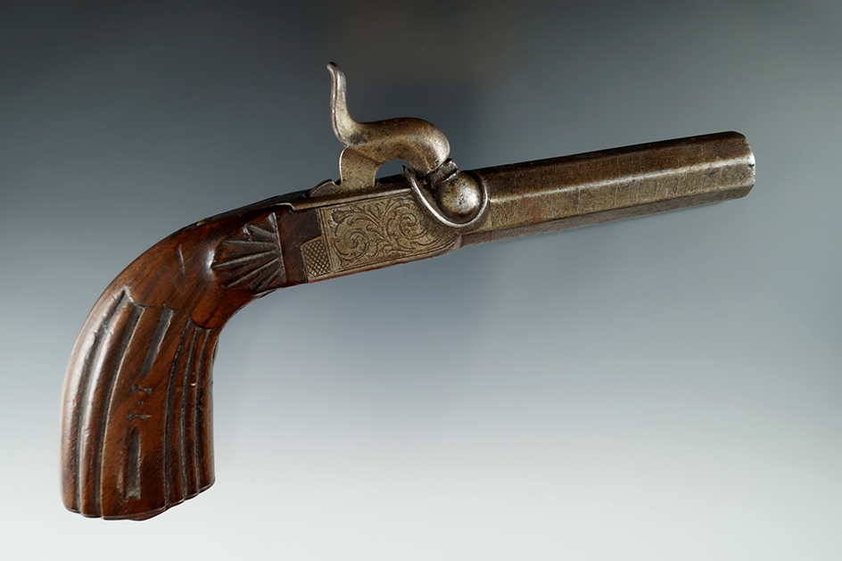 Nice! Belgian hidden trigger boot Pistol circa 1830s-1850s, percussion 50 caliber.