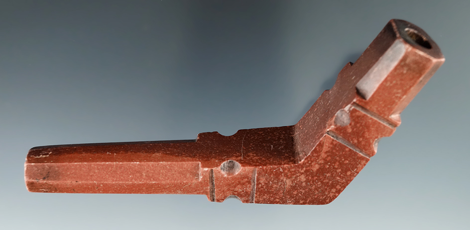 Exceptionally well-crafted 4" historic era Catlinite Pipe. Late 1800s-early 1900s. Dickey COA.