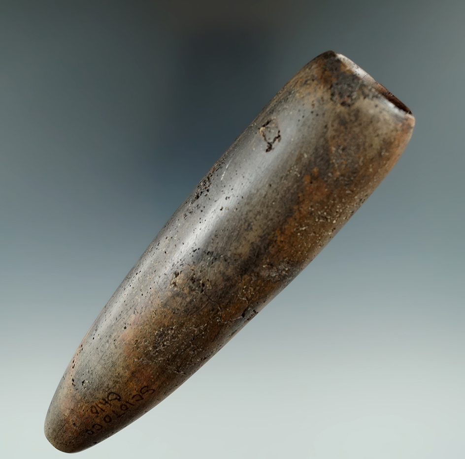 5 5/8" Adena Block End Tube Pipe made from Pipestone, found in Scioto Co., Ohio. Bennett  COA.