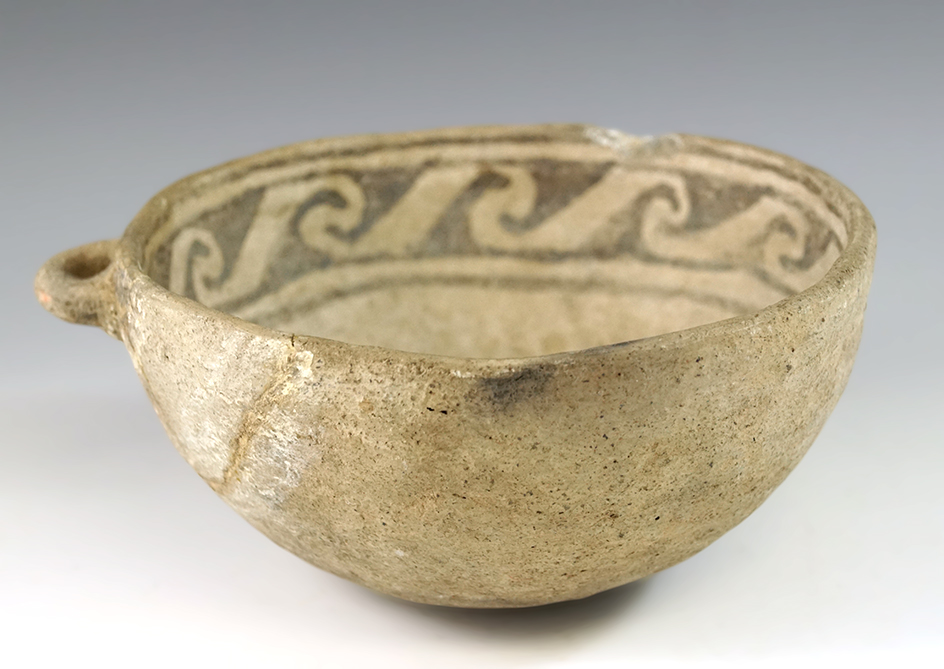 5 1/2 " wide x 2 1/2" tall Pottery Bowl with interior paint design found in Arizona.