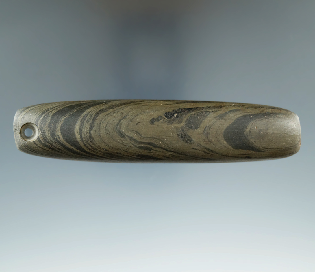 4 9/16" Green Banded Slate Atl Atl Weight found in Franklin Co., Ohio. Jackson COA.