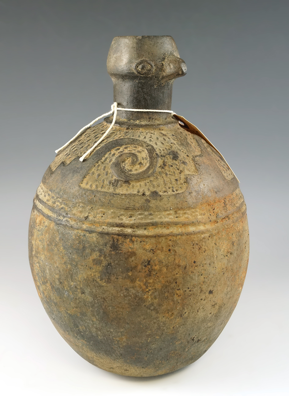 Exceptional 8 1/2" tall by 5 1/2" wide Chimu Owl Effigy Pottery Vessel, Peru. Ex. William Fri.