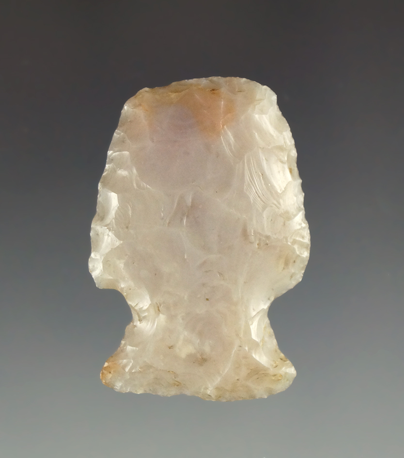 Rare tool type! 1 9/16" Flint Ridge Flint chalcedony "chisel tip" tool. Found in Ohio. Ex. Vietzen.