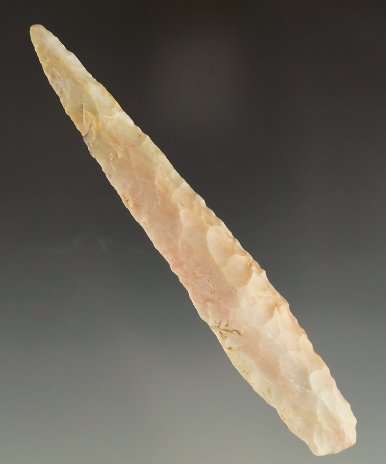 4" Flint Ridge Flint Drill found in Ohio.