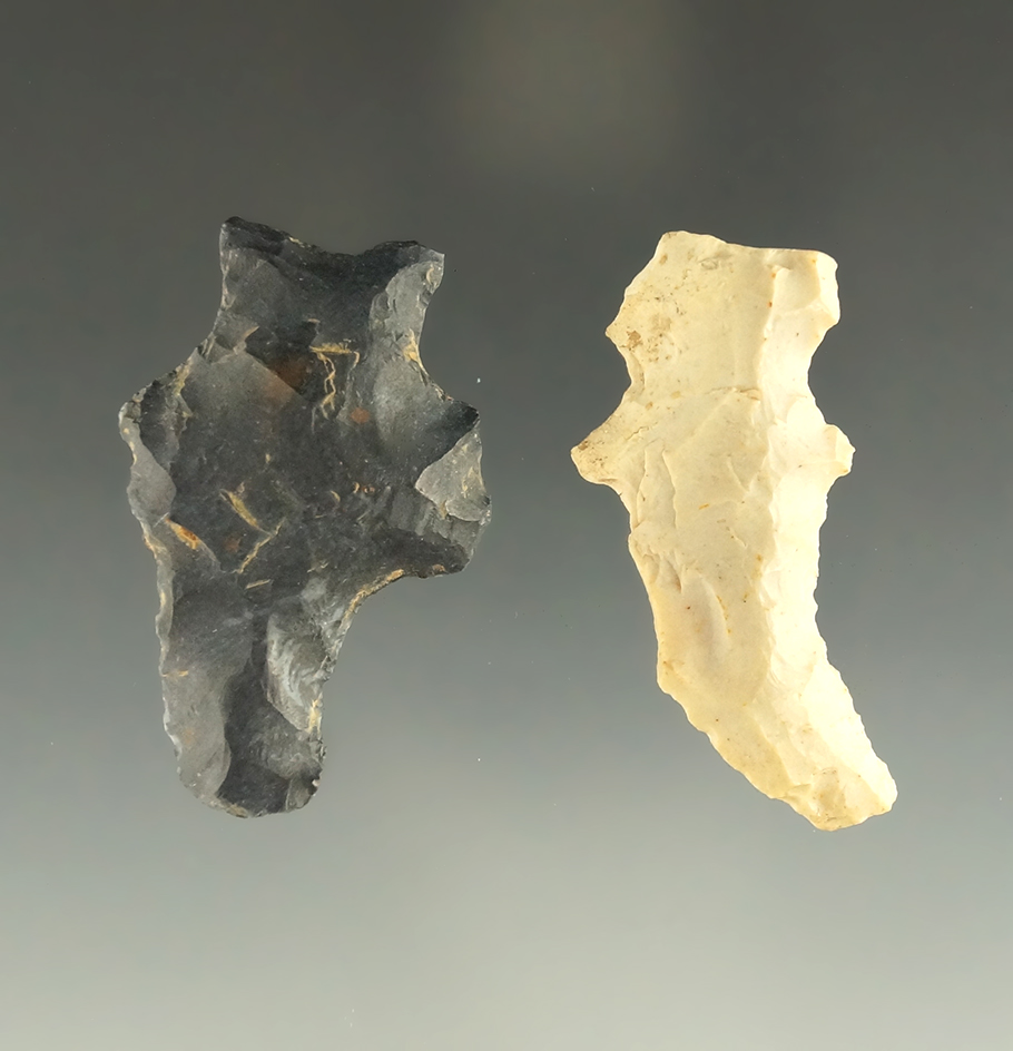 Pair of Hafted Shaft Scrapers found in Ohio, largest is 1 3/4".