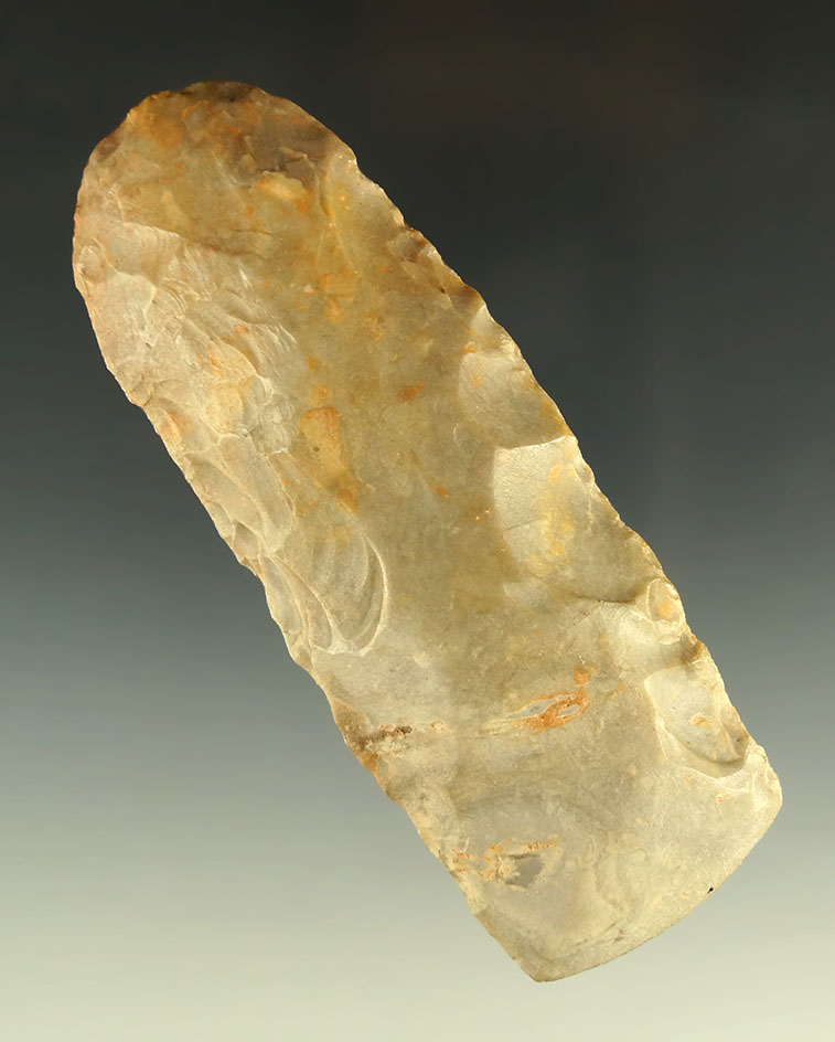 Highly polished 4 7/8" Neolithic Flint Celt found in the Northern Sahara desert region. Ex. Hovan.