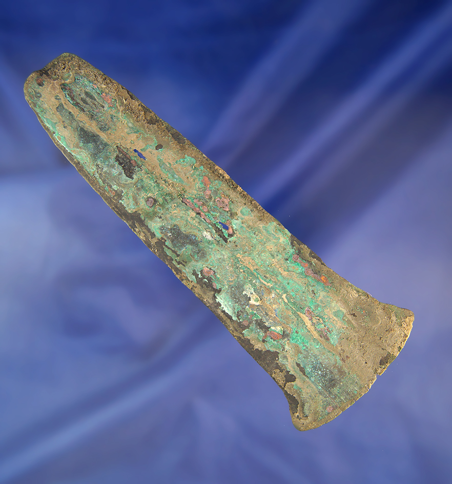 Aztec Hoe money! Heavily patinated 6" piece of Aztec copper hoe money recovered in Mexico.