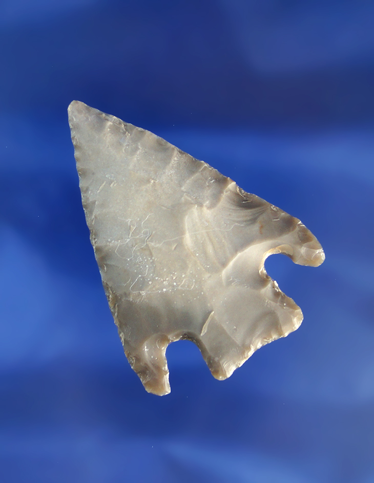 Well styled 2 3/16" Marshall with nice flaking found in Texas.