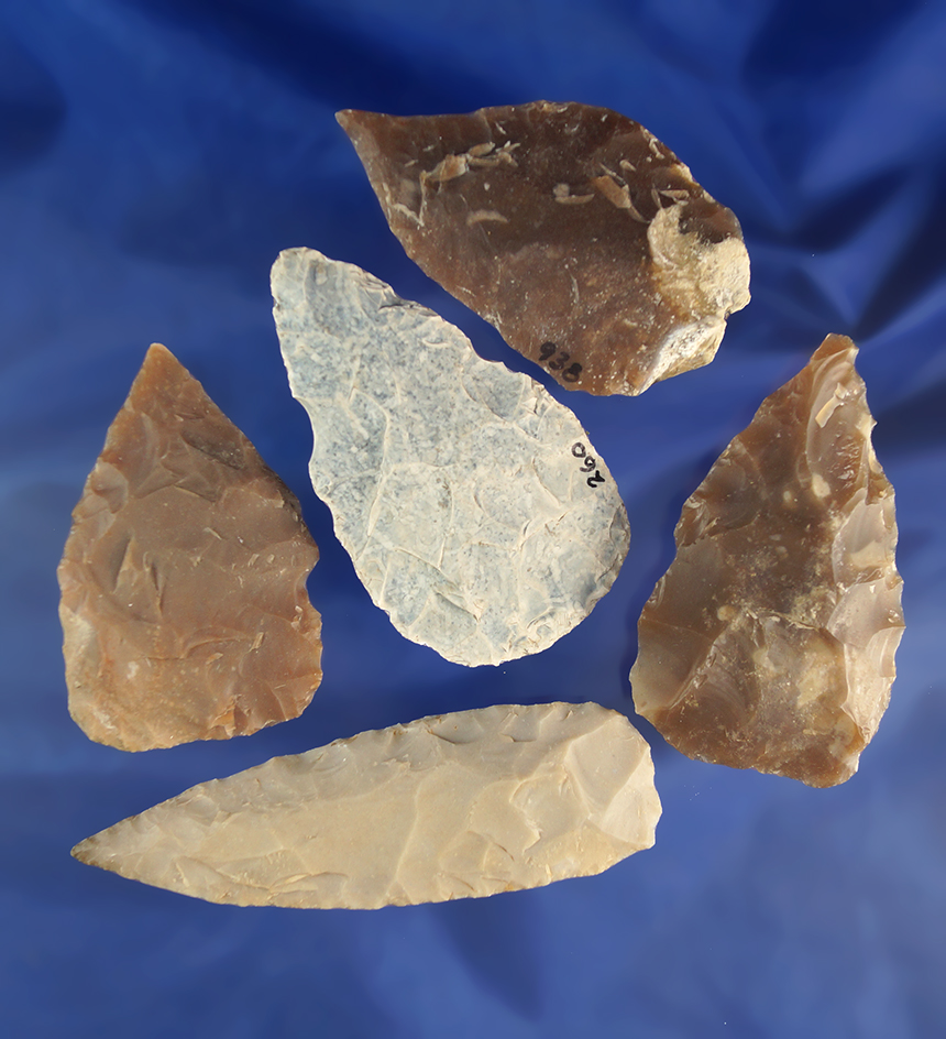 Set of five Knives found in Texas, largest is 3 5/8".