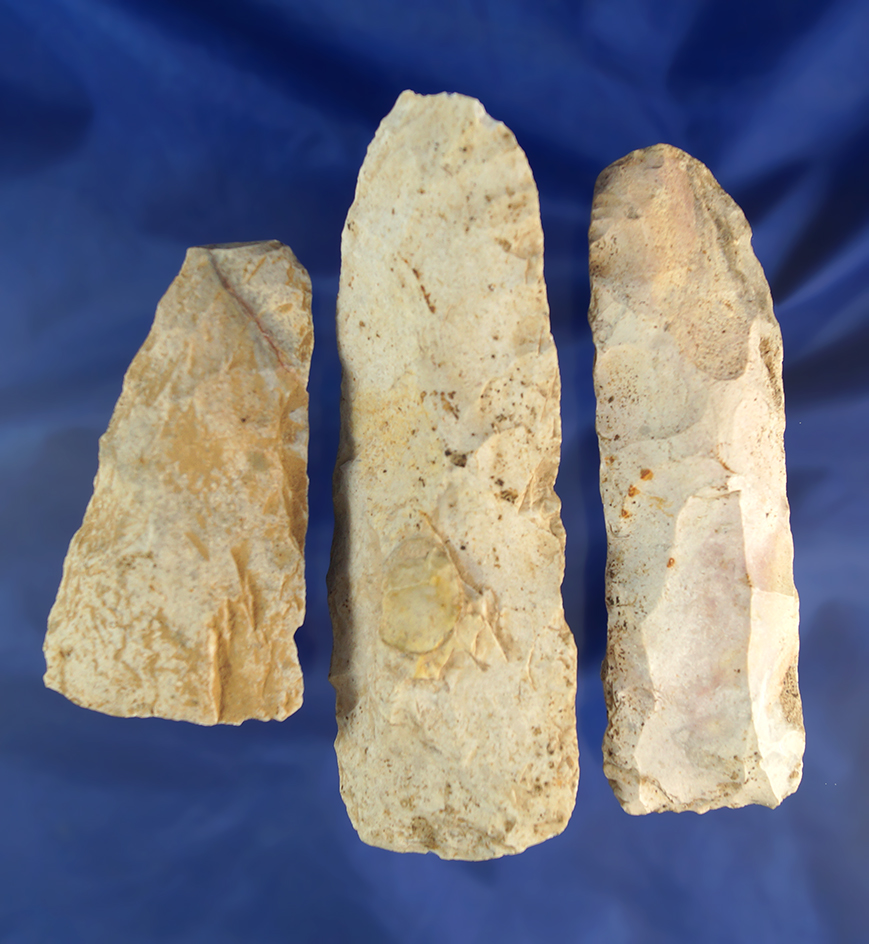 Set of three Flint Celts found in Missouri, largest is 5 1/4".