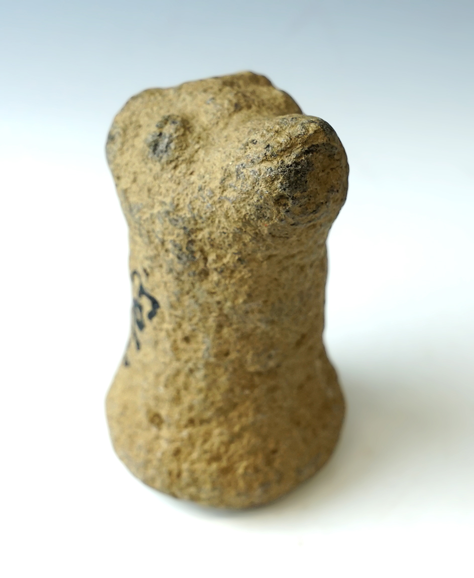 4 3/4" Tall beautifully made Bear Effigy Pestle with nice use polish on base. Southern Ohio.