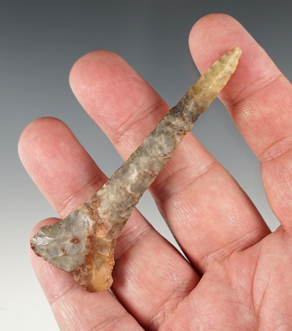 3 5/16" Drill made from beautifully colored Flint Ridge Flint. Found in Ohio.