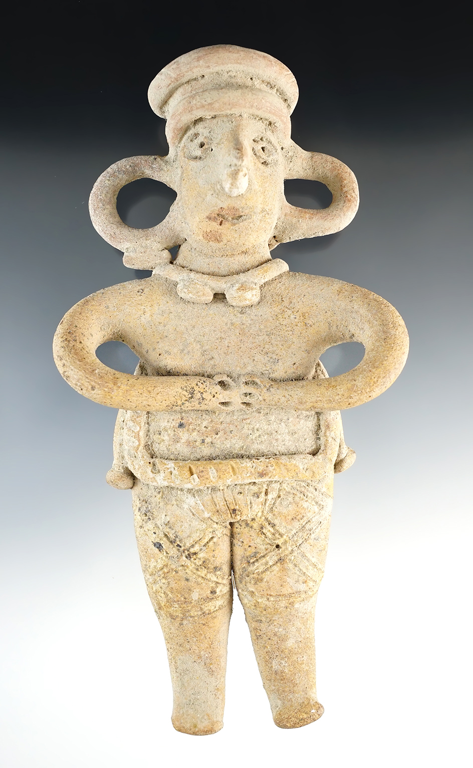 Large 6 7/8" Pre-Columbian Nayarit Flat-figure with nice detail, found in Mexico.