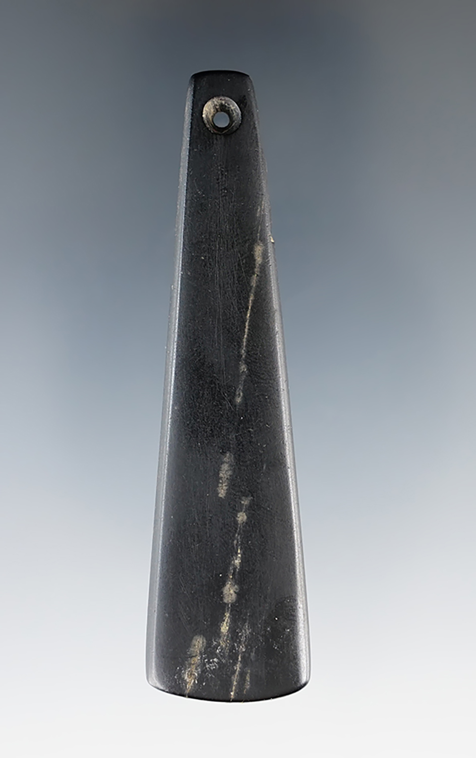 Beautifully styled 3 1/16" Trapezoidal Ft. Ancient Pendant - Cannel Coal. Fox Field Site