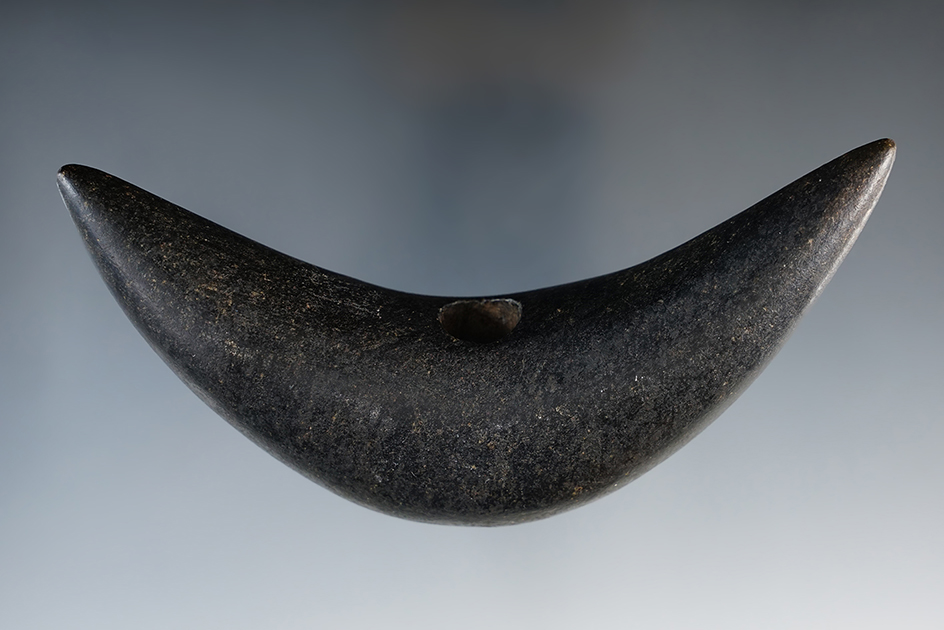 Sale Highlight! 5 3/16" Extremely rare Steatite Lunate Bannerstone. Bourneville, Ross Co., Ohio