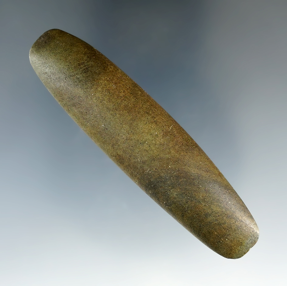 Rare style! 2 7/8" Highly polished Double Bit Banded Slate Chisel - Ohio. Ex. David Rubin.