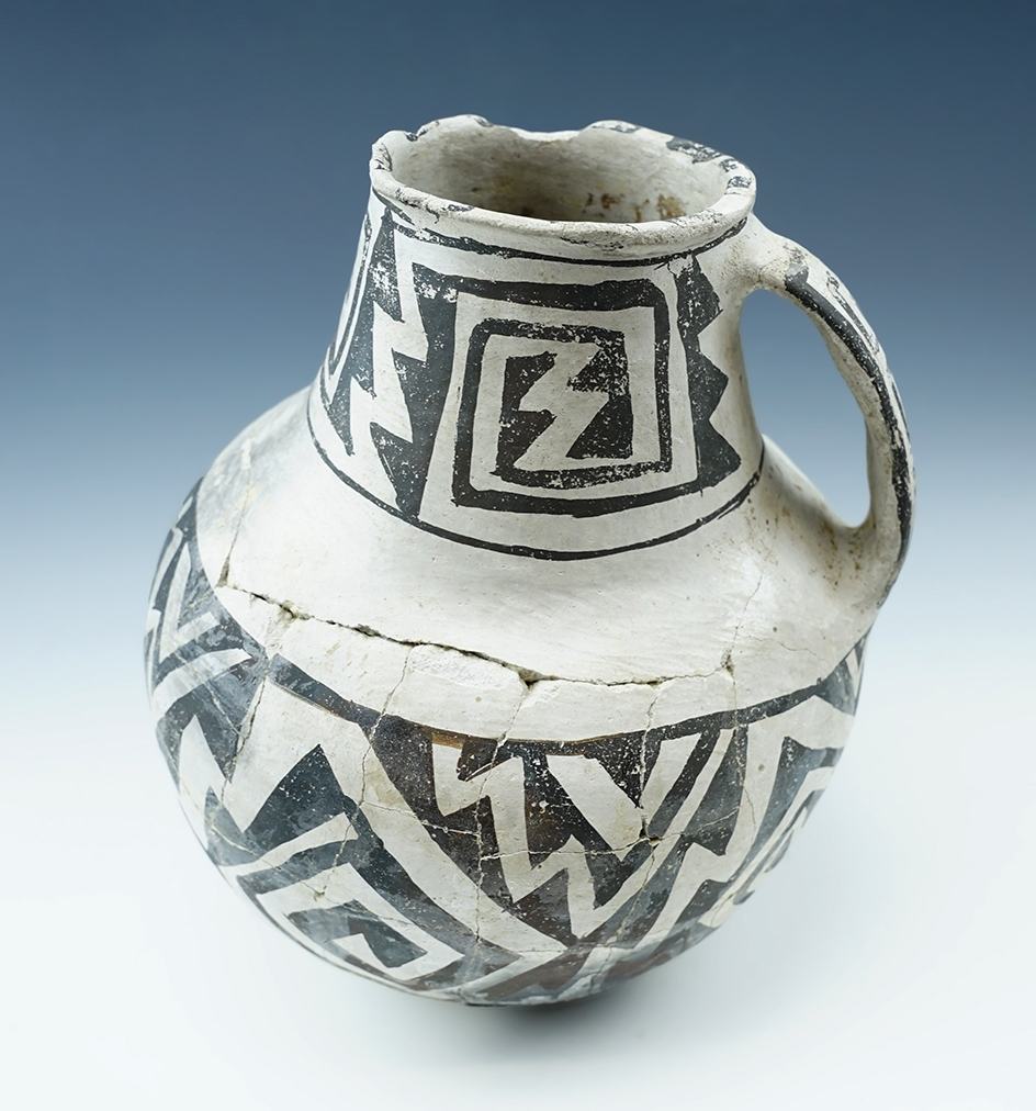 8" Tall x 6 1/2" Wide Anasazi Handled Pitcher recovered from a site in New Mexico.