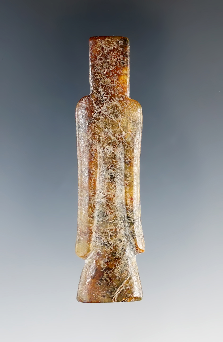 Well patinated 2 3/4" Anciently drilled carved Stone Figural Pendant found in Burma.