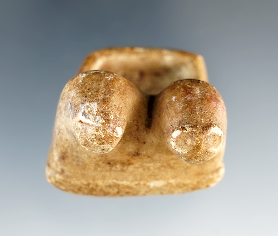 1 3/8" Dual Animal Effigy carved from stone with a small carved bowl area. Found in Peru.