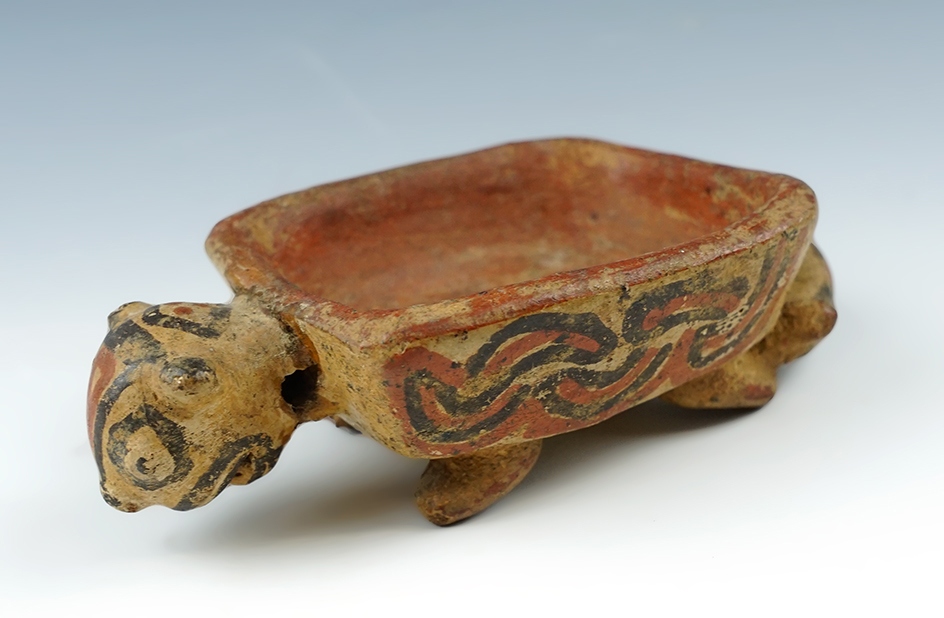 Nice! 4 7/8" Pre-Columbian Jaguar Effigy Medicine Bowl, found in Mesoamerica.