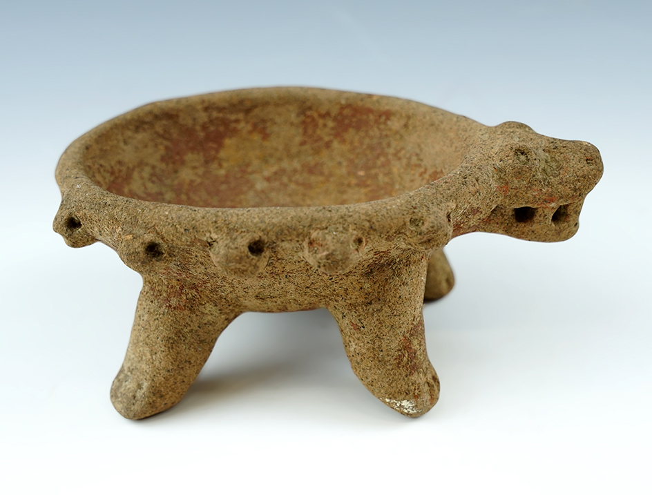 Uniquely styled 4 3/4" Zoomorphic Pottery Bowl with excellent age on surface. Mesoamerica.