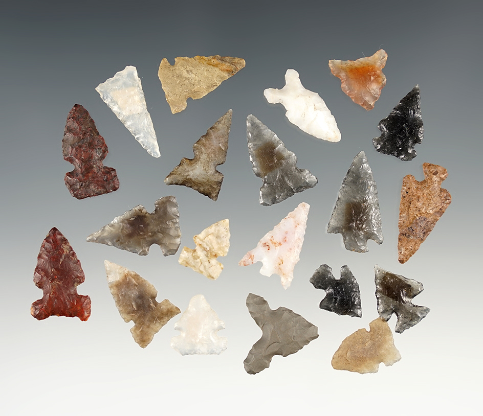 Set of 20 assorted points found in New Mexico. The largest is 15/16".