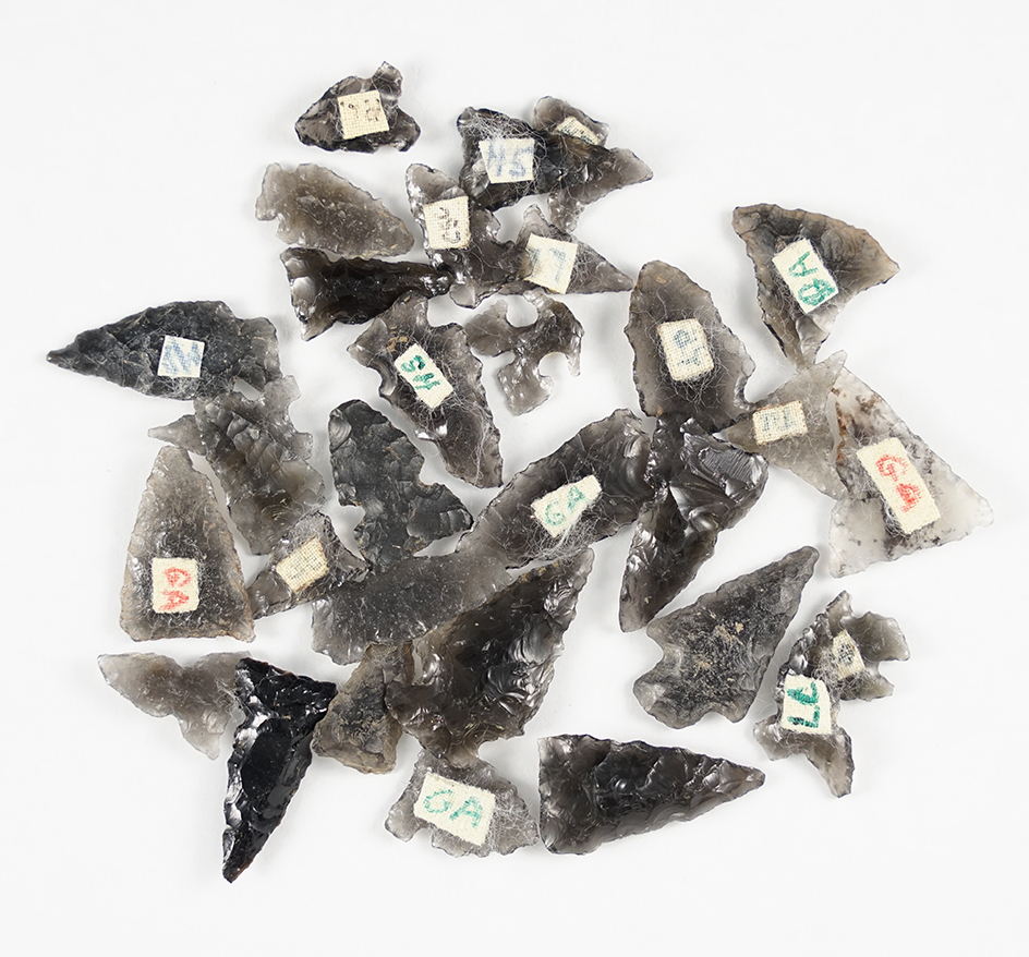 Set of 30 assorted points found in New Mexico. The largest is 1 1/8".