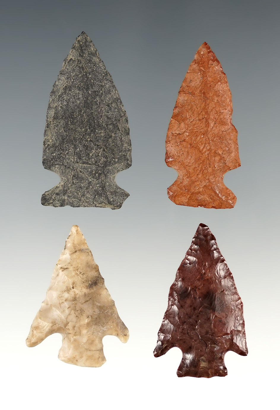 Set of 4 Columbia River points in good condition. Found in Benton Co., Washington.