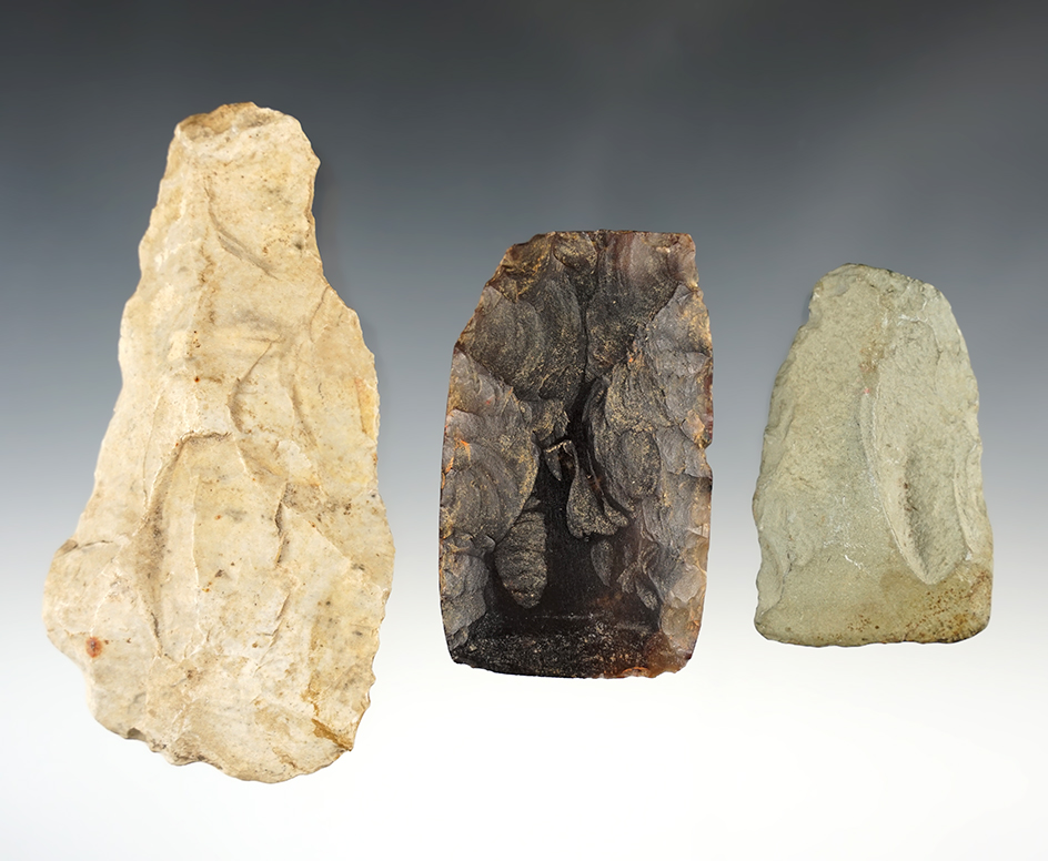 Set of 3 nicely made Adze's found in Klickitat Co., Washington. The largest is 4 5/8".