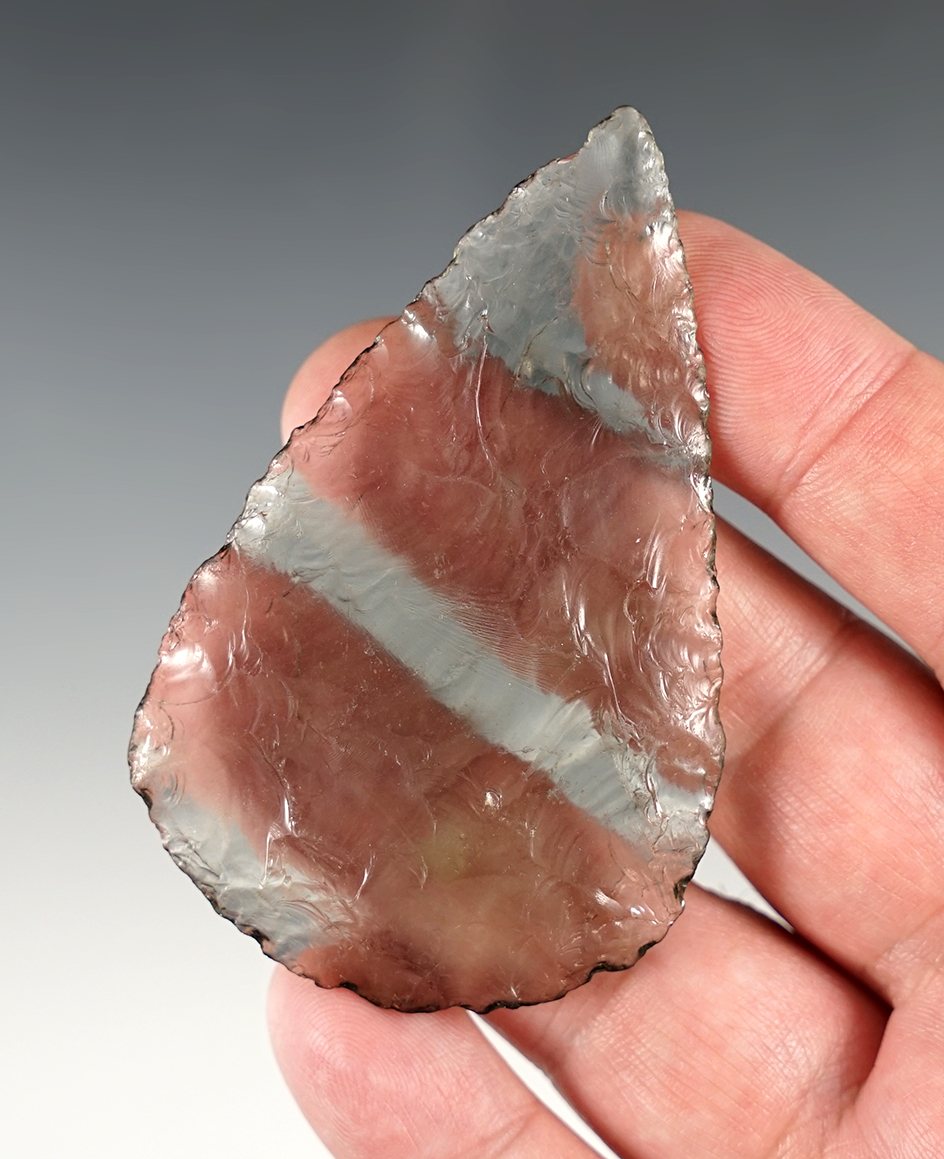 Unique 3 1/8" Historic Knife made from heavily patinated glass. Found in Lincoln Co., Nevada.