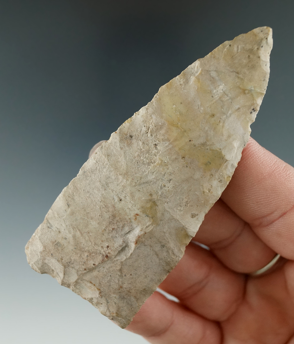 3 1/4" White flaked Triangular Knife found in Michigan.