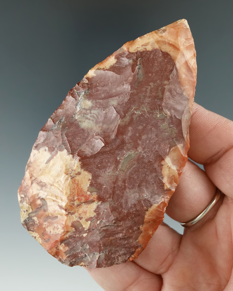 3 1/2" Adena Blade found in Tennessee made from beautiful Horse Creek chert.  Davis G-8 COA.