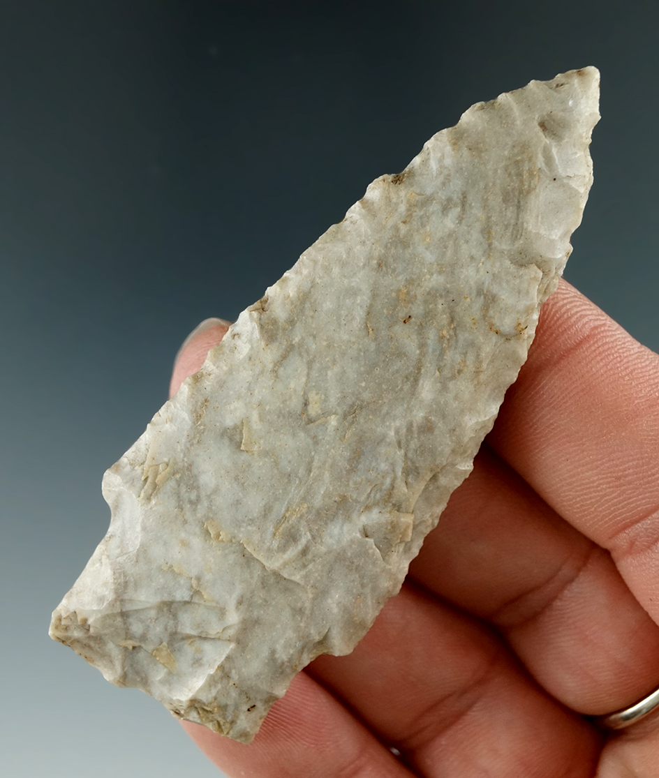 2 15/16" Stemmed Archaic found in Michigan.