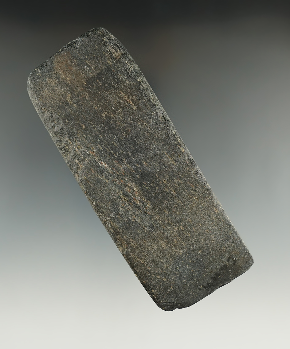 4 3/8" Block celt found in Connecticut made from hardstone.