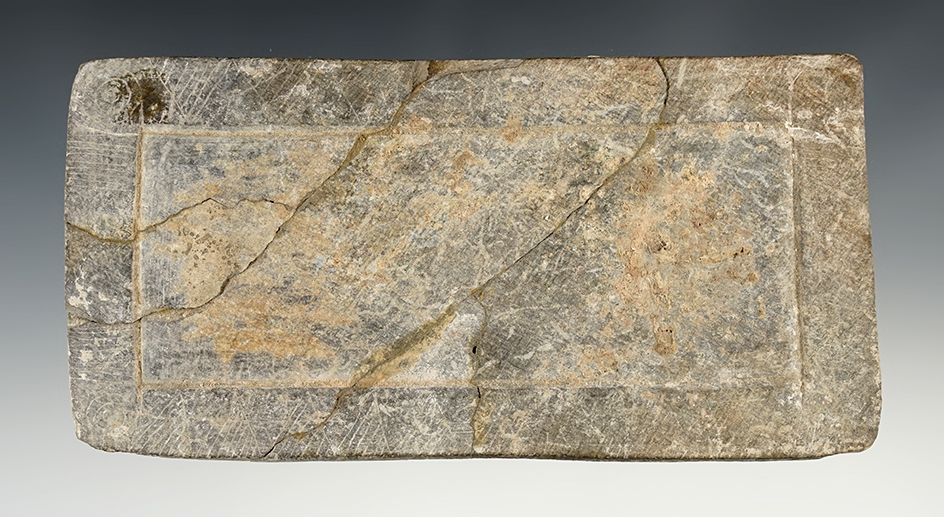 5 7/8"  Hohokam Palette found in Arizona. Broken/glued.