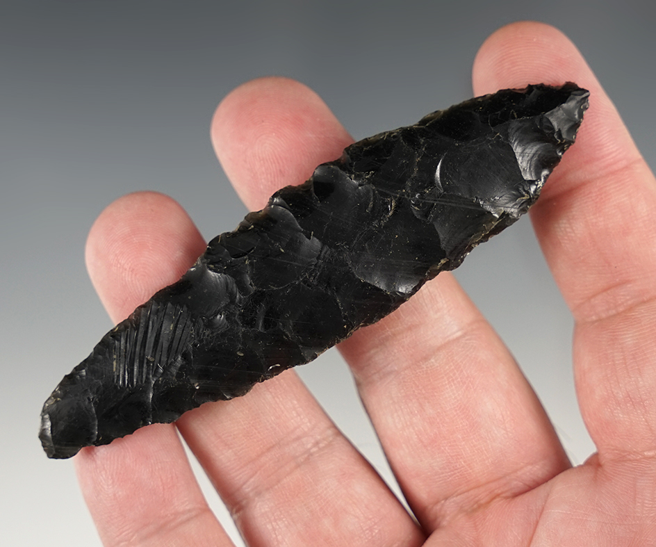 Very nice 3 13/16" Obsidian Paleo Haskett - Nevada.