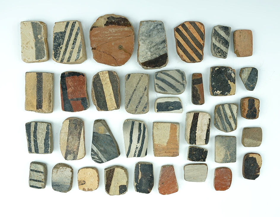 Set of 36 anciently salvaged pottery shards. New Mexico.