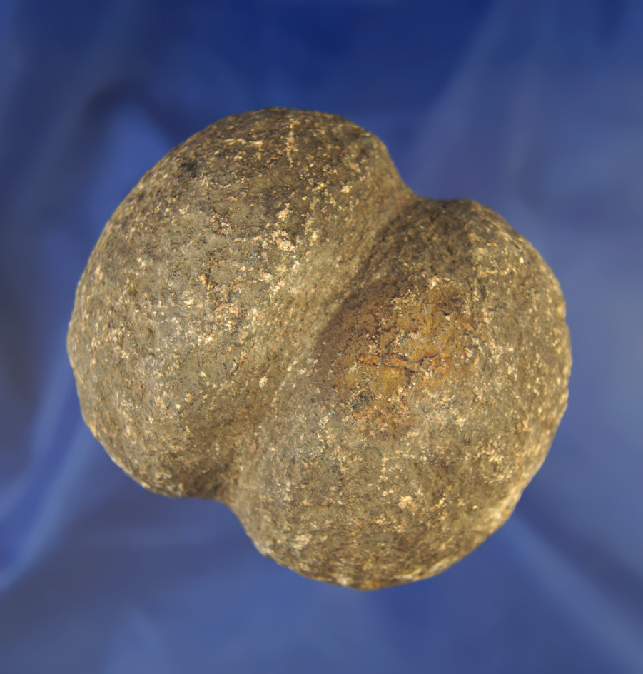 Fully grooved 3 1/16" diameter Hammerstone found in Champaign Co.,  Ohio.  Ex. Greg Shipley