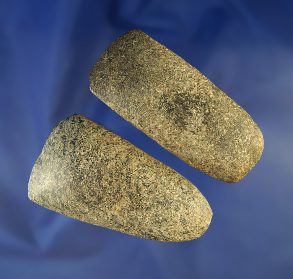 Pair of well styled and nicely polished stone Celts found in Ottawa Co.,  Ohio, largest is 3 1/8".