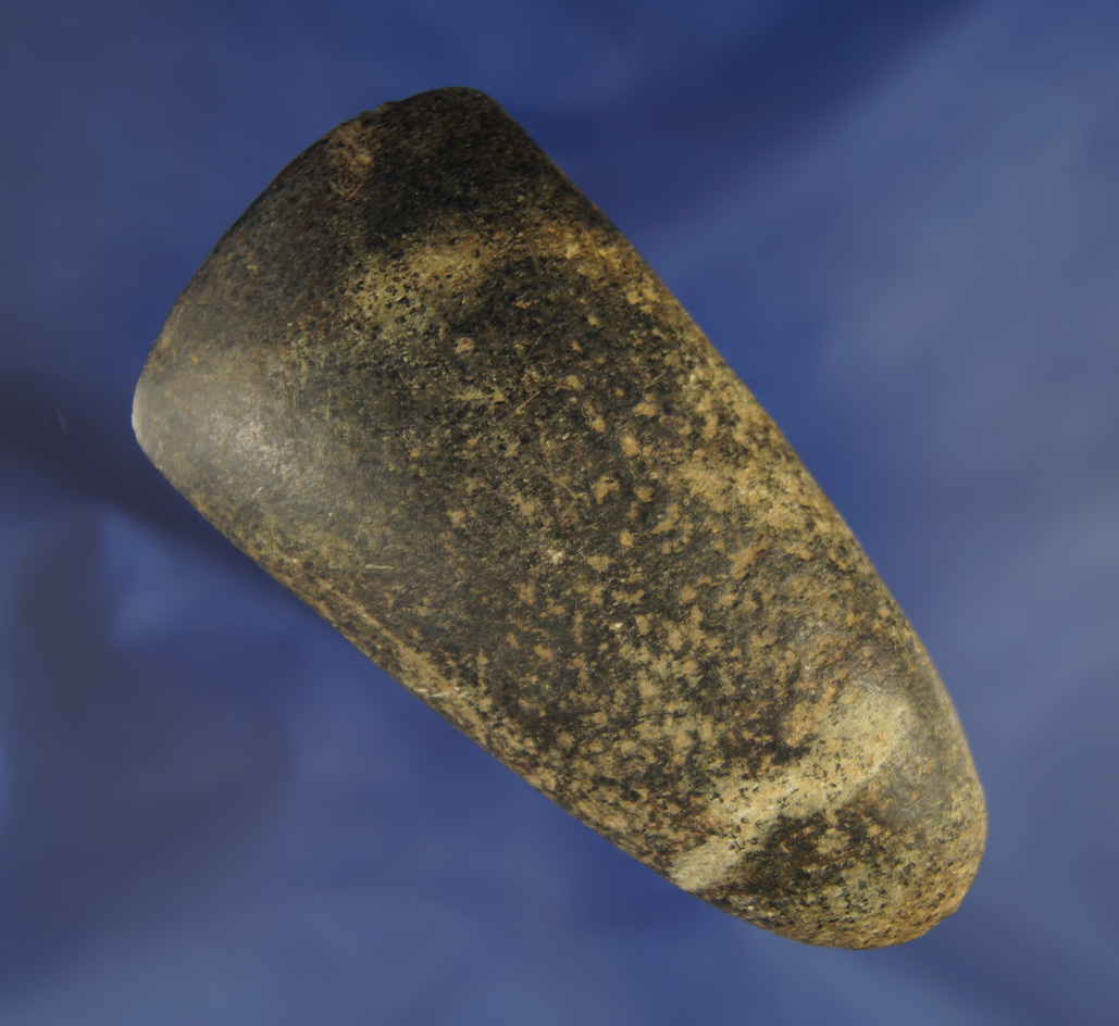 Very well polished 3 3/4" Hardstone Adze found in Ohio. Ex. Jim Hovan collection #412.