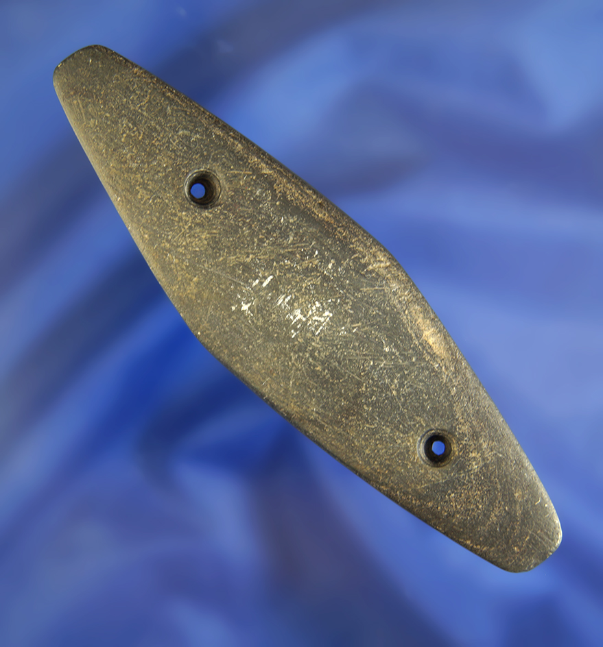 Thin, rare style 3 3/4" miniature gorget found in Ashland County Ohio near the black fork River