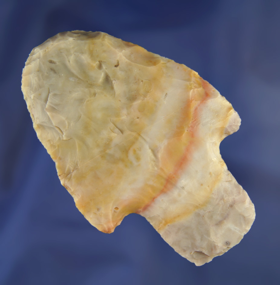 3 3/8" Highly Colored Adena Blunt. Crawford Co., Ohio.
