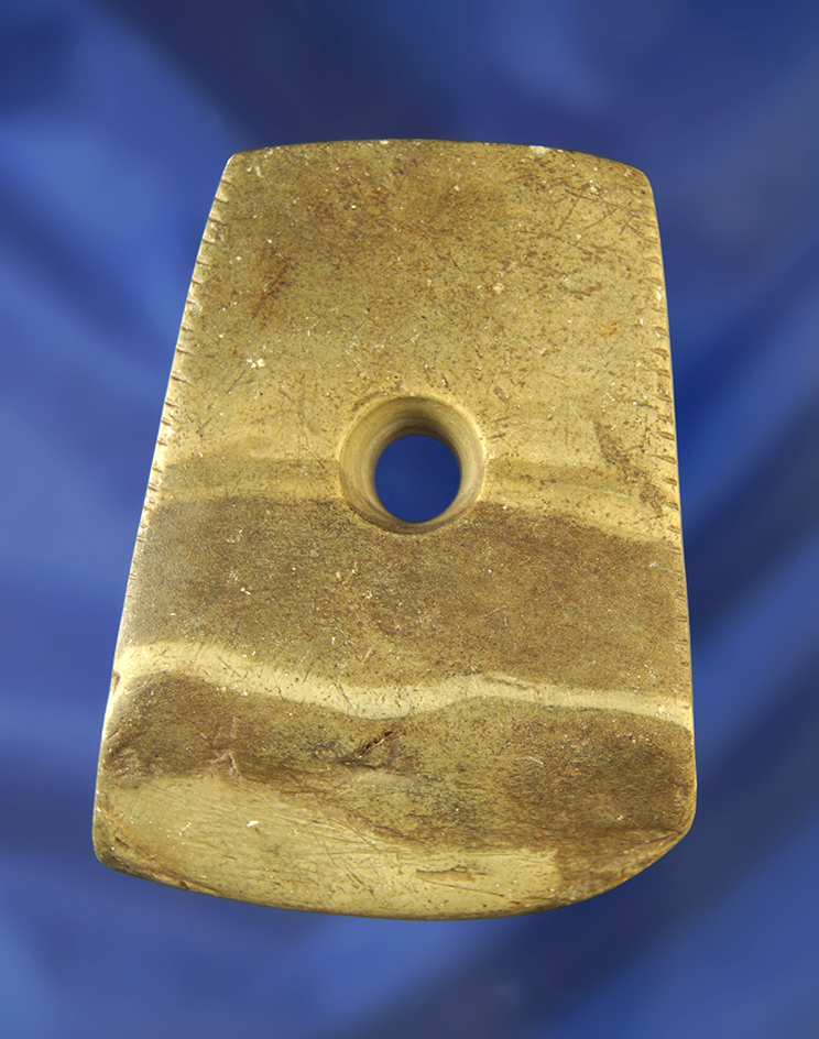 2 1/2" banded slate Pendant - anciently salvaged from a larger gorget. Iowa County Iowa.