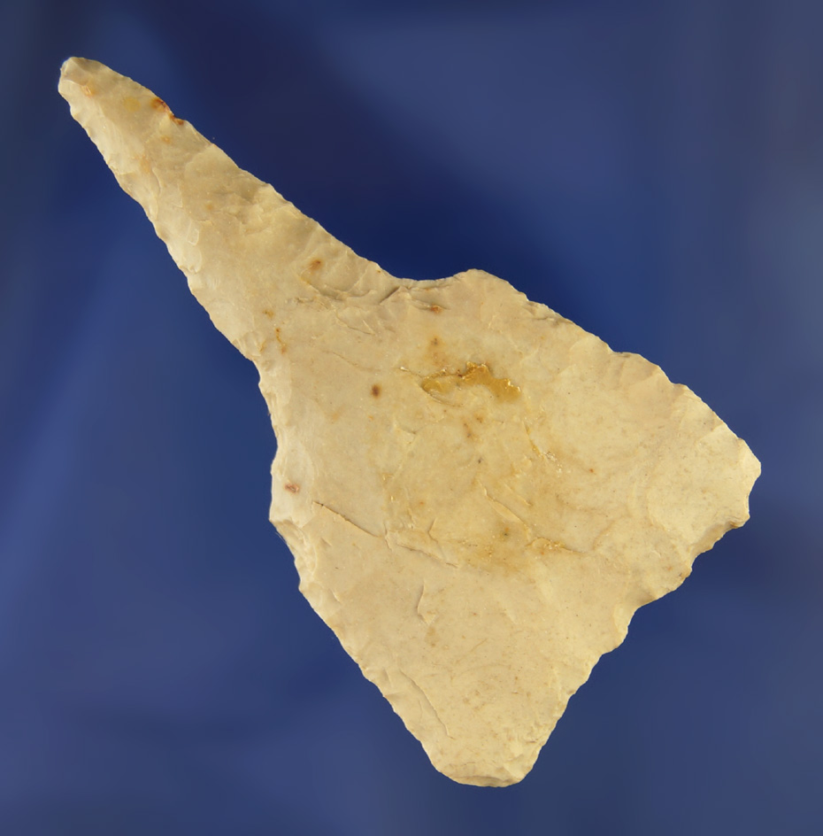 2 11/16" Expanded Base Drill found in Illinois - well patinated and nicely styled. Ex. Townsend.