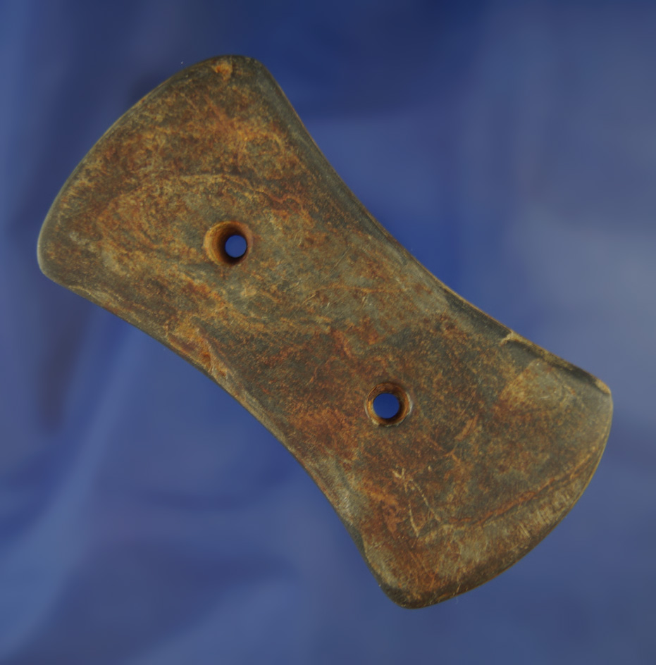 3 1/2" Bi-concave Gorget found in Ohio that is well patinated.
