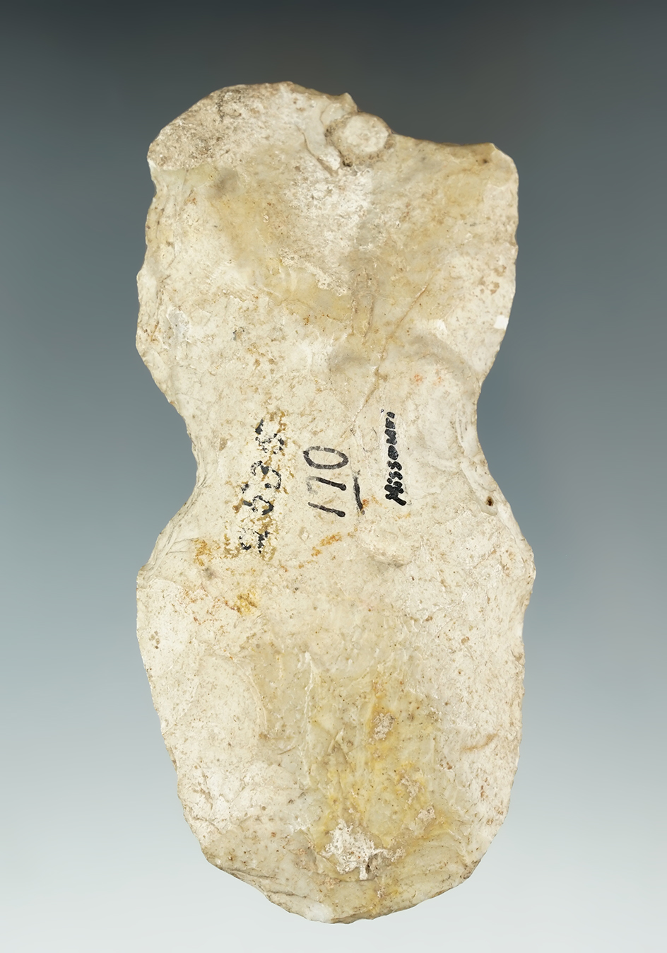 4 7/8" Heavily patinated Notched Hoe found in Missouri.