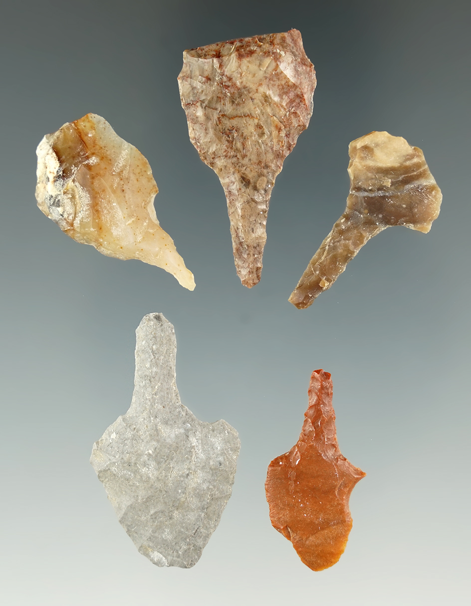 Group of 5 Columbia River Drills, largest is 1 3/8".